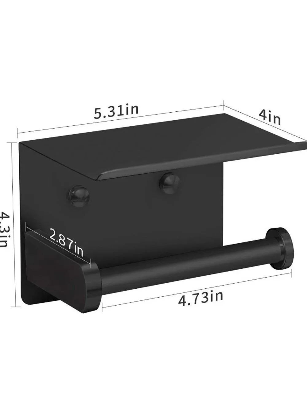Adhesive Toilet Paper Holder with Phone Shelf Wall Mount Stainless Steel Black